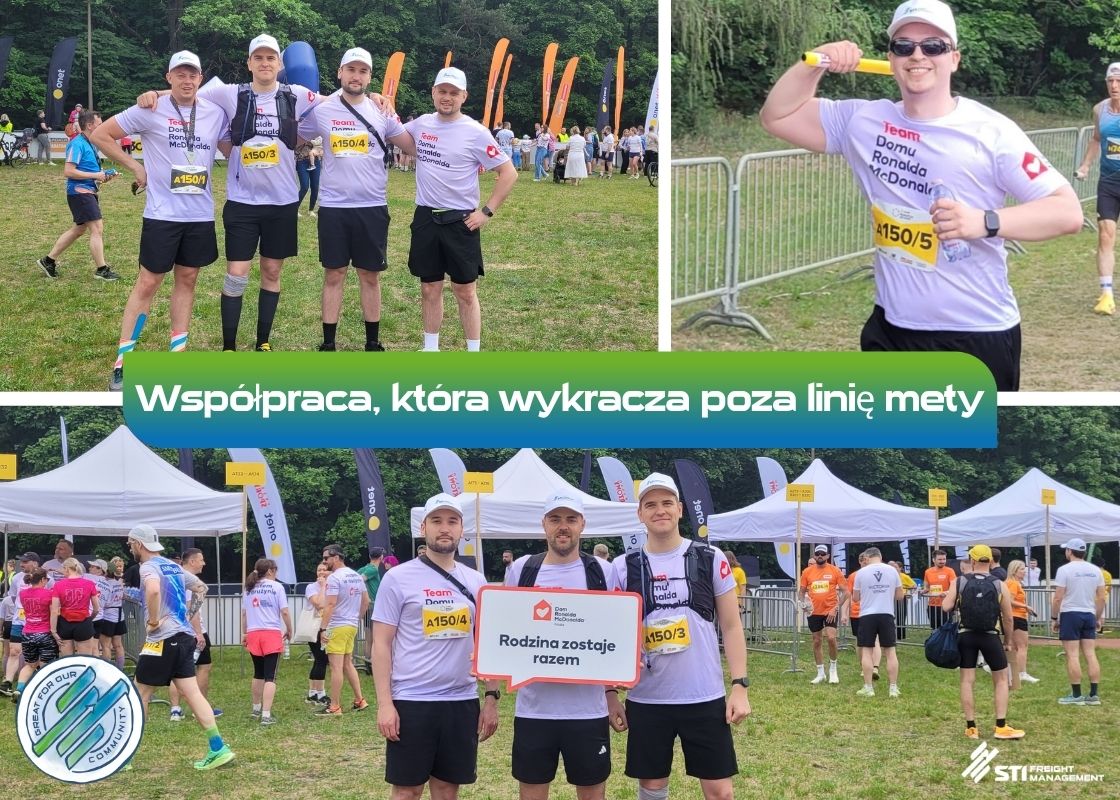Zespół STI Poland podczas Maratonu Sztafet Ekiden w Warszawie wspierający inicjatywę RMHC Poland